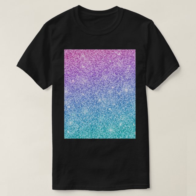 Camiseta Purpurina azul turquesa morado Ombre (Diseño del anverso)