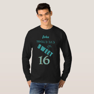 Camiseta Purpurina azul verde azulado dulce 16 papá orgullo