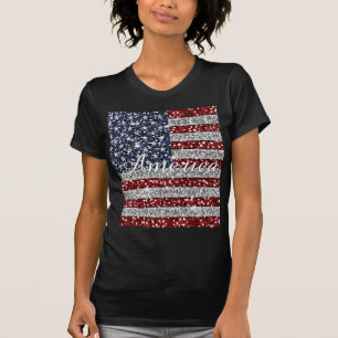 Camiseta Purpurina brillante de la bandera de moda fresca