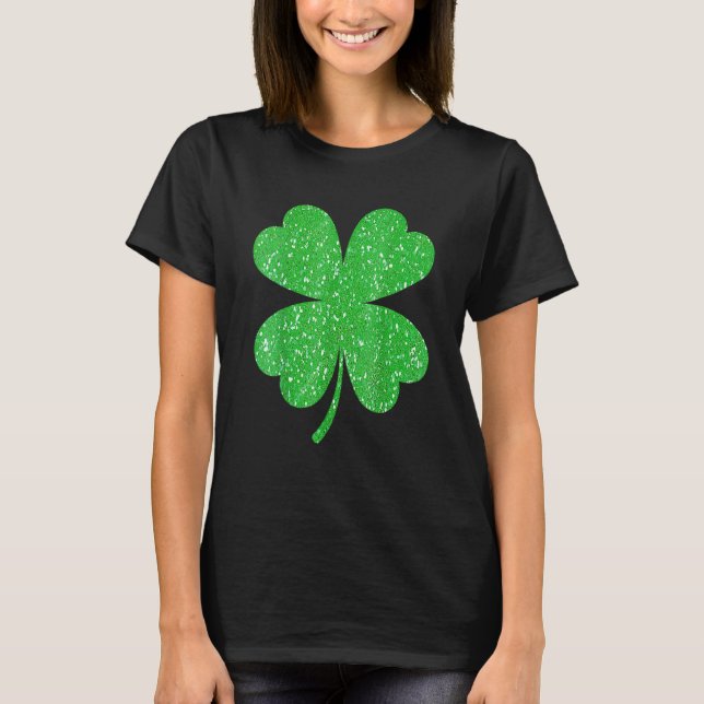 Camiseta Purpurina Clover Shamrock St Patricks Day Para Muj (Anverso)