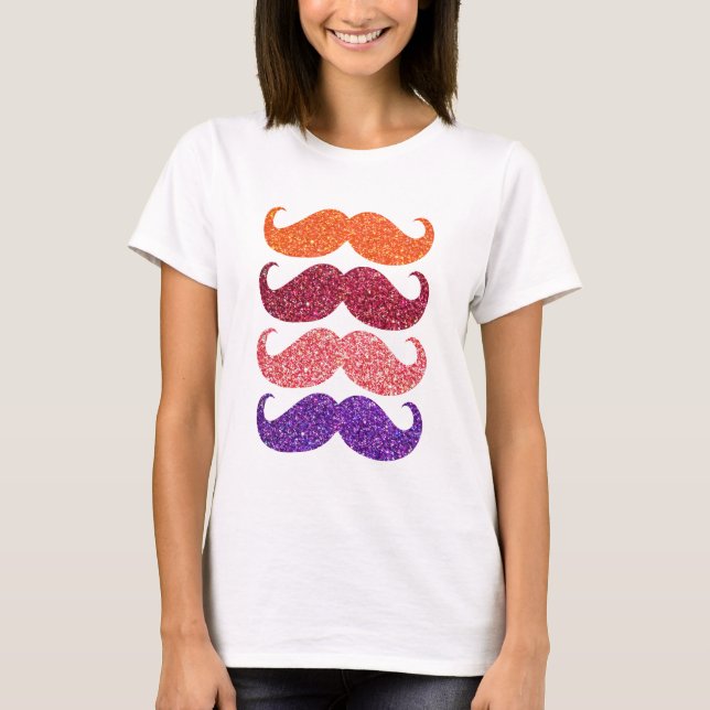 Camiseta Purpurina colorido Mustache (Anverso)