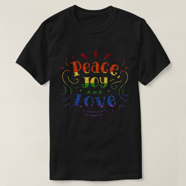 Camiseta PURPURINA de arcoiris LGBT Paz Alegría (Diseño del anverso)