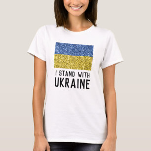 Camiseta Purpurina de bandera de Ucrania finge con el que e