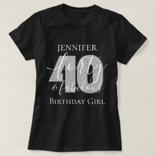 Camiseta Purpurina de cumpleaños 40 fab personalizado