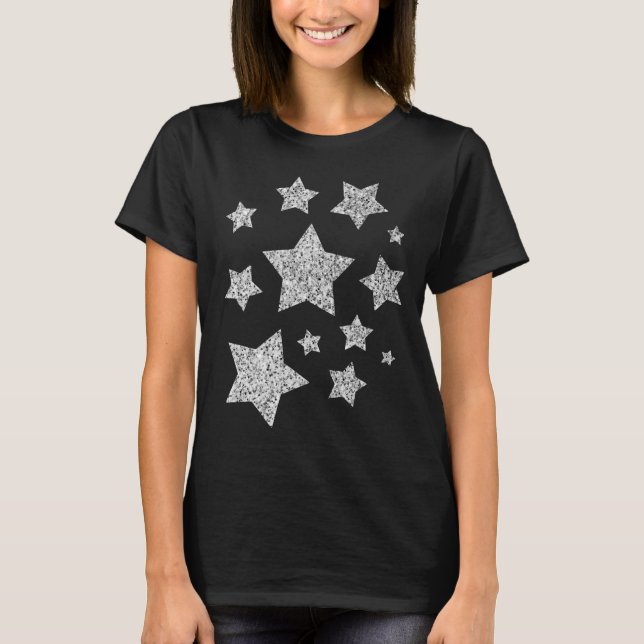 Camiseta Purpurina de imitación de plata brillante estrella (Anverso)