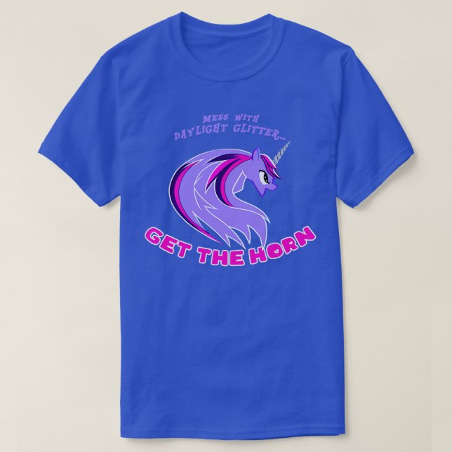 Camiseta Purpurina De La Luz Del Día Consigue El Cuerno (Diseño del anverso)