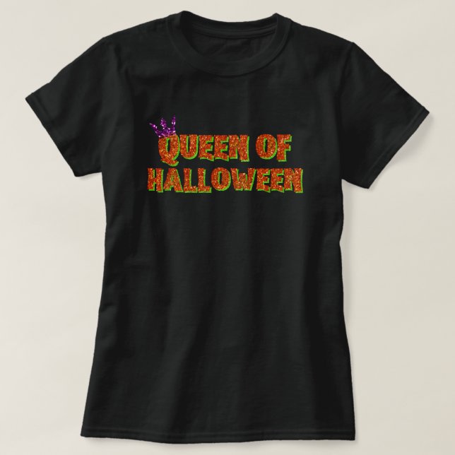 Camiseta Purpurina De La Reina De Halloween (Diseño del anverso)