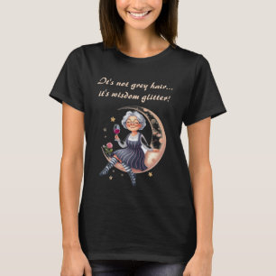 Camiseta Purpurina de la sabiduría del cabello gris