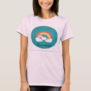 Camiseta Purpurina de la turquesa del unicornio del arco