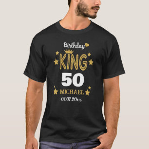 Camiseta Purpurina de oro 50 años Rey Personalizado Hombres