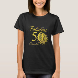 Camiseta Purpurina de oro Black Fabulous 50th Birthday