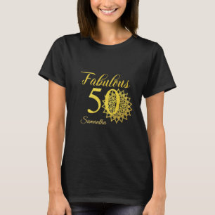 Camiseta Purpurina de oro Black Fabulous 50th Birthday