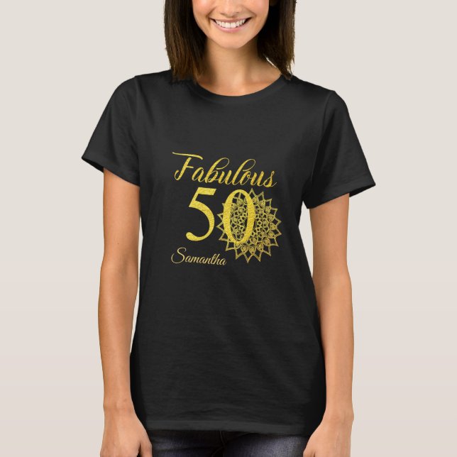 Camiseta Purpurina de oro Black Fabulous 50th Birthday (Anverso)