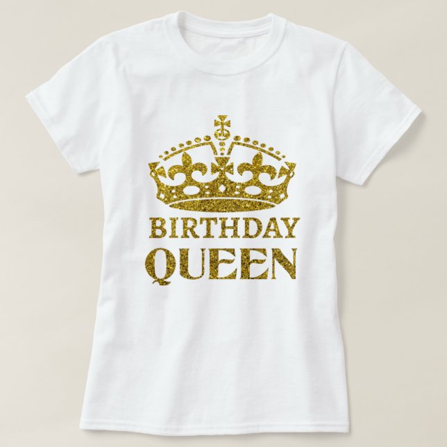Camiseta Purpurina de oro Cumpleaños Reina T-Shirt (Diseño del anverso)