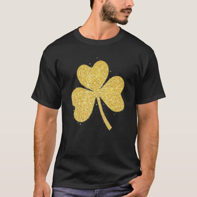 Camiseta Purpurina de oro Lucky Shamrock C Funny Patrick (Anverso)