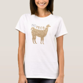 Camiseta Purpurina de oro No Prob Llama Champagne chirrido