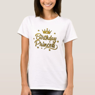 Camiseta Purpurina de oro Princesa de cumpleaños