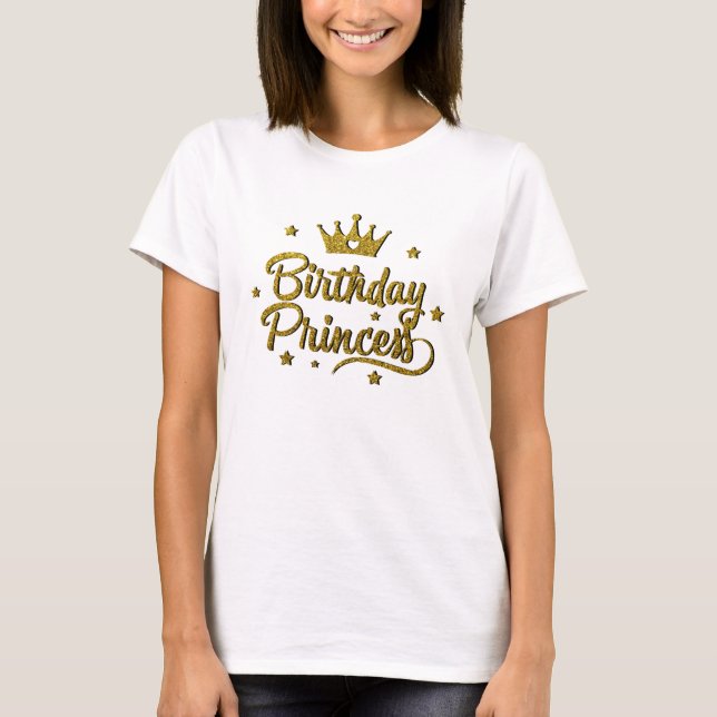Camiseta Purpurina de oro Princesa de cumpleaños (Anverso)