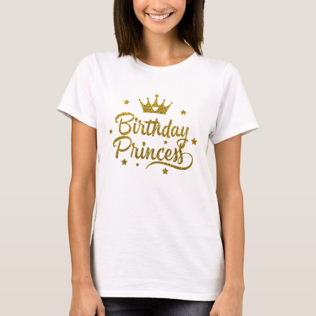 Camiseta Purpurina de oro Princesa de cumpleaños (Anverso)