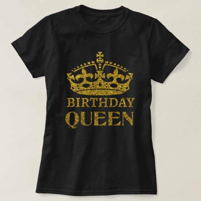 Camiseta Purpurina de oro Reina de cumpleaños (Diseño del anverso)