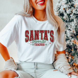 Camiseta Purpurina de profesores favoritos de Santa Claus