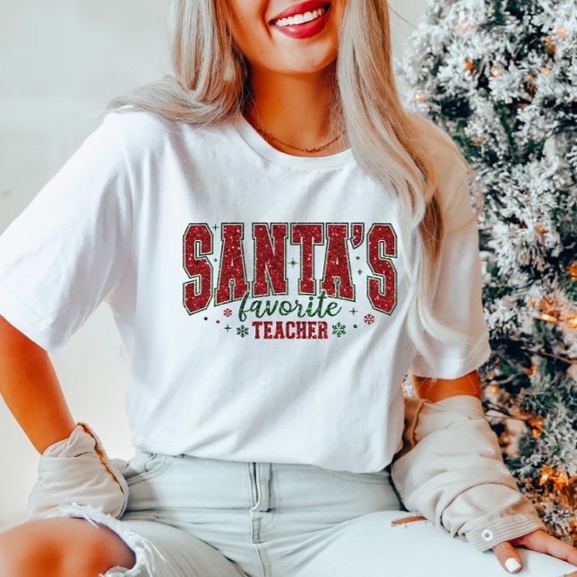 Camiseta Purpurina de profesores favoritos de Santa Claus (Subido por el creador)