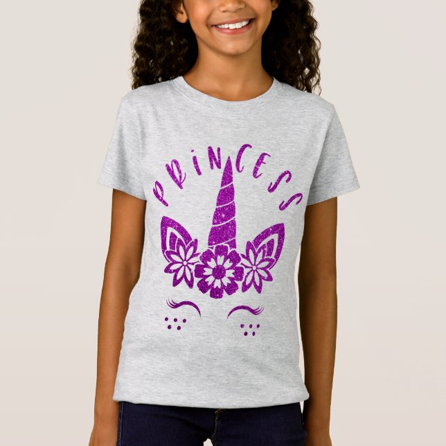 Camiseta purpurina de sirvienta genial princesa unicornio (Anverso)