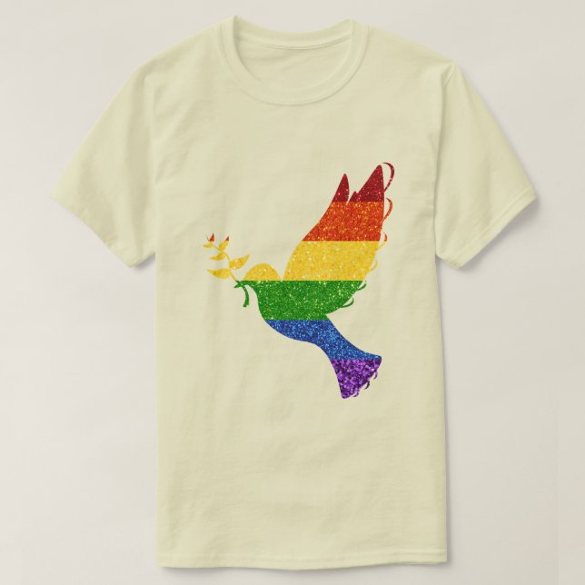 Camiseta PURPURINA del orgullo LGBT  de paz (Diseño del anverso)