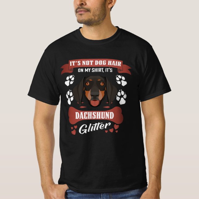 Camiseta Purpurina del pelo del perro de Dachshund (Anverso)