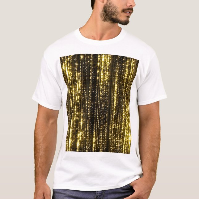 Camiseta Purpurina dorado: fondo de partículas bokeh (Anverso)