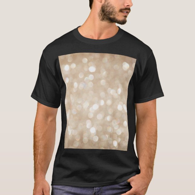 Camiseta Purpurina dorado, Navidades borrosos de fondo. (Anverso)