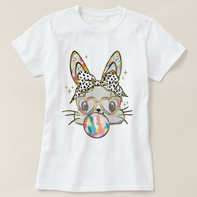 Camiseta Purpurina Easter Bunny Coquette Bow (Diseño del anverso)