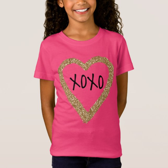 Camiseta Purpurina Gold Heart XOXO (Anverso)