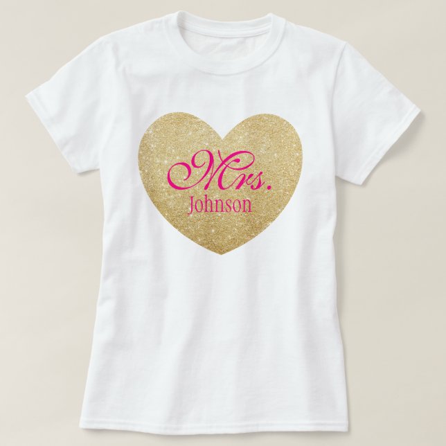 Camiseta Purpurina Golden Heart Personalizado Sra. 2 (Diseño del anverso)