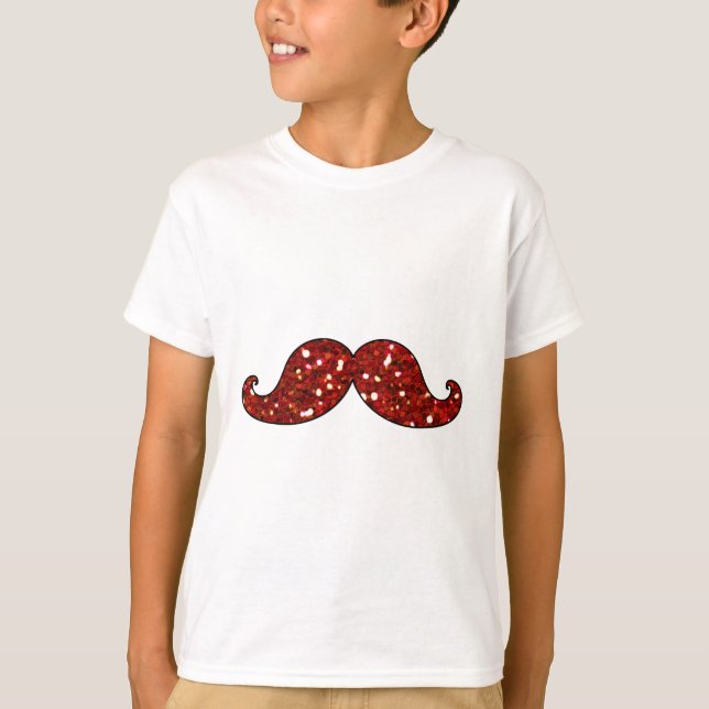 CAMISETA PURPURINA IMPRESO BIGOTE ROJO DIVERTIDO (Anverso)
