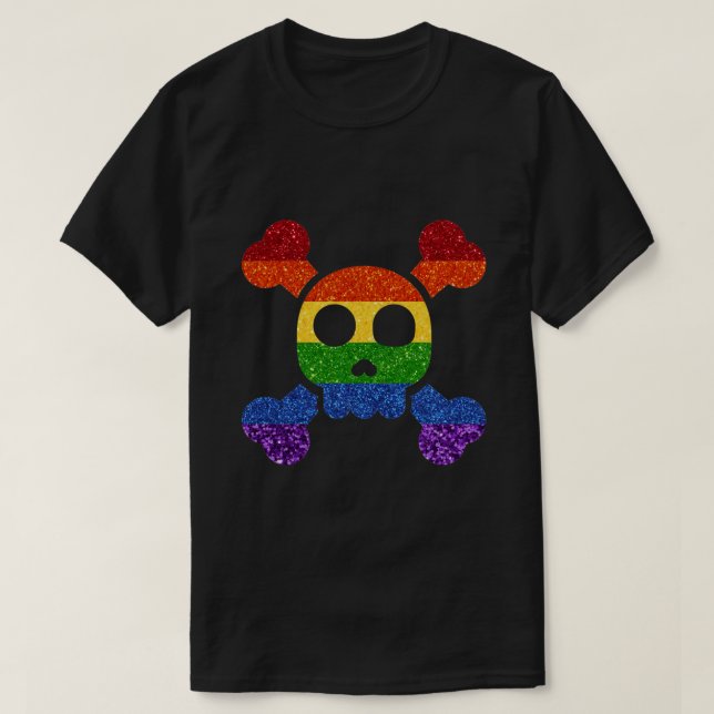 Camiseta PURPURINA LGBT: Cráneo de arcoiris 'n' (Diseño del anverso)