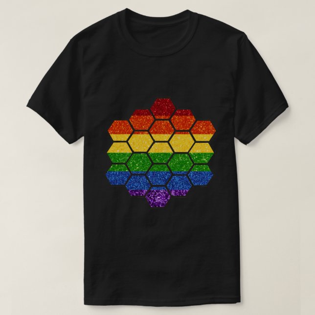Camiseta PURPURINA LGBT Rainbow Honeycomb (Diseño del anverso)