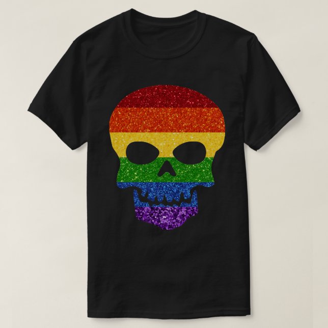 Camiseta PURPURINA LGBT Rainbow Skull (Diseño del anverso)