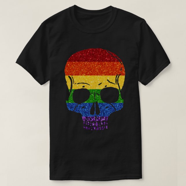 Camiseta PURPURINA LGBT Rainbow Skull (Diseño del anverso)