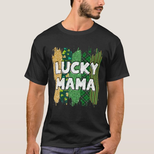 Camiseta Purpurina Lucky Mama, Día de San Patricio, Iri (Anverso)