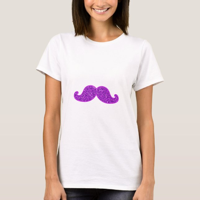 Camiseta Purpurina morado de bigote retro giratorio girator (Anverso)