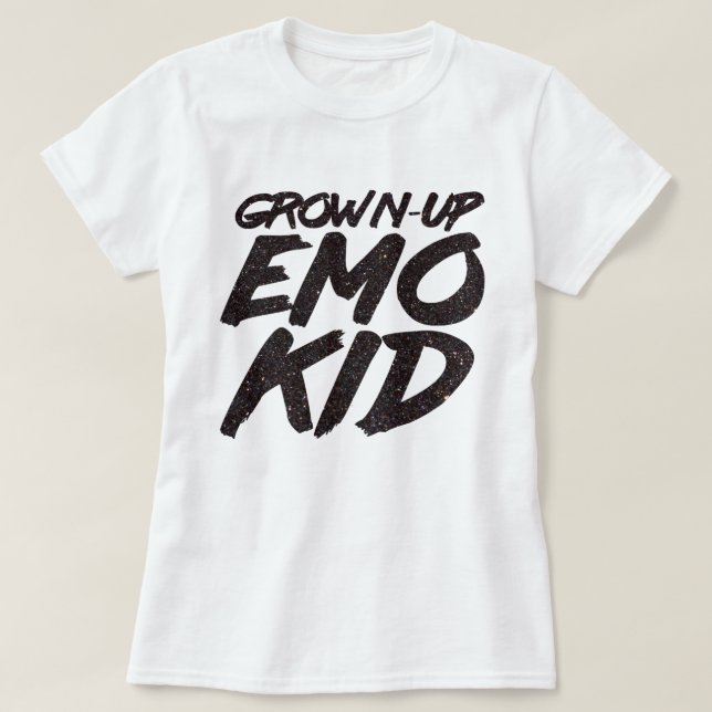 Camiseta Purpurina negro adulto emo kid (Diseño del anverso)