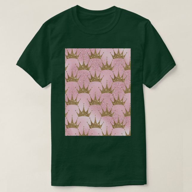 Camiseta Purpurina Ombre Rosa y Oro Sirenita Crowne de oro (Diseño del anverso)