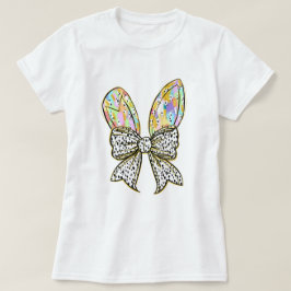 Camiseta Purpurina Orejas de conejo de Pascua con Coquette