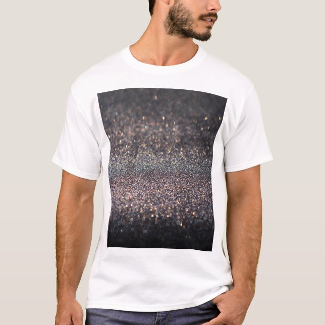 Camiseta Purpurina plateado: Navidades de Black Bokeh (Anverso)