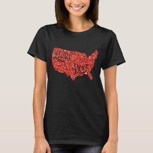 Camiseta Purpurina Rojo 4 de Julio Patriótico USA Mapa de m