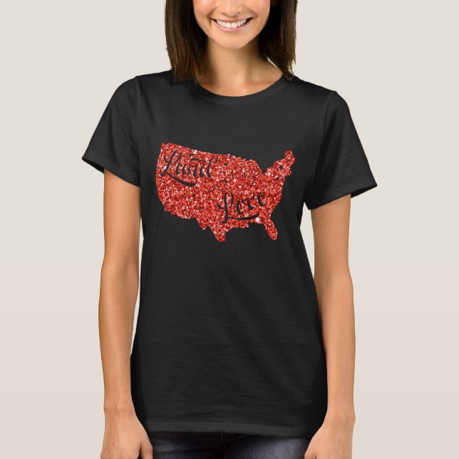 Camiseta Purpurina Rojo 4 de Julio Patriótico USA Mapa de m (Anverso)