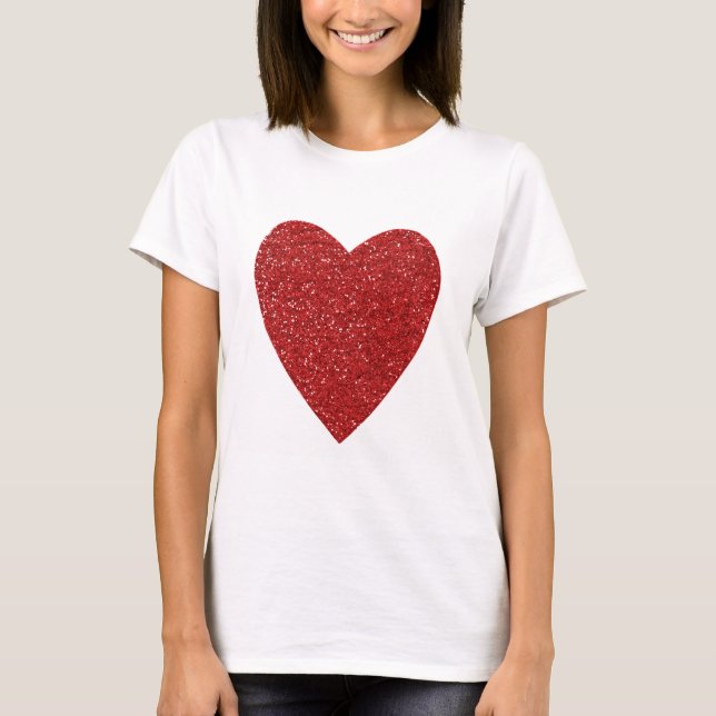Camiseta Purpurina rojo amor corazón (Anverso)