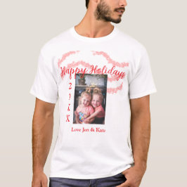 Camiseta Purpurina rojo niños foto familiar feliz nombre de