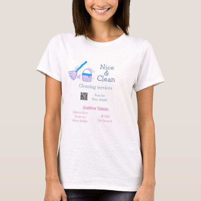 Camiseta Purpurina rosa azul limpio mop añadir dirección q  (Anverso)